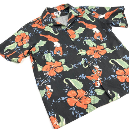 【中古】 Hilo Hattie ハワイアン 女性とハイビスカス HAWAII USA製 ココナッツボタン その他トップス ブラック サイズ：XL【加古川物流】
