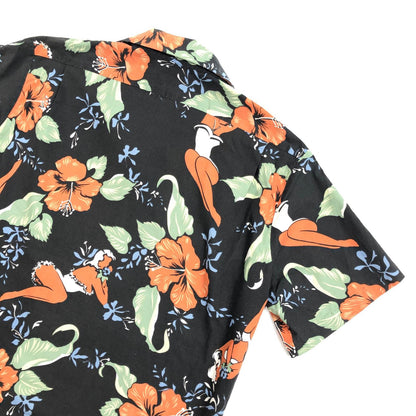 【中古】 Hilo Hattie ハワイアン 女性とハイビスカス HAWAII USA製 ココナッツボタン その他トップス ブラック サイズ：XL【加古川物流】