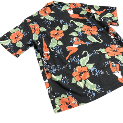 【中古】 Hilo Hattie ハワイアン 女性とハイビスカス HAWAII USA製 ココナッツボタン その他トップス ブラック サイズ：XL【加古川物流】