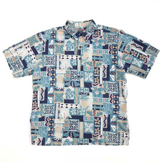 【中古】Reyn Spooner | レインスプーナー JOE KEALUHA'S ジョー ケアロハス プルオーバー ハワイアン ハイビスカス その他トップス ライトブルー【加古川物流】