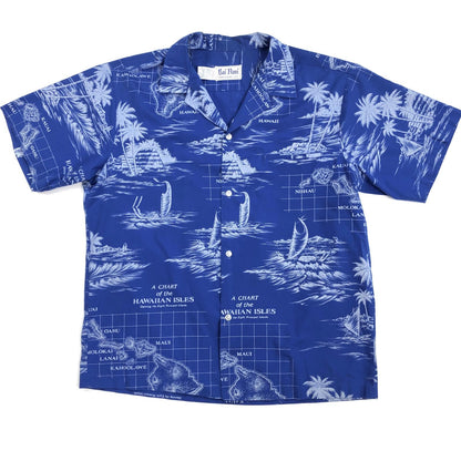 【中古】 Rai Nani ハワイアンシャツ ハワイ島 MAP 地図 その他トップス ブルー サイズ：XL【加古川物流】