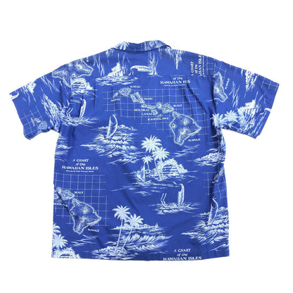 【中古】 Rai Nani ハワイアンシャツ ハワイ島 MAP 地図 その他トップス ブルー サイズ：XL【加古川物流】