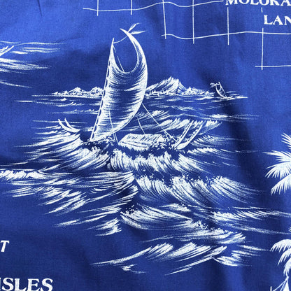 【中古】 Rai Nani ハワイアンシャツ ハワイ島 MAP 地図 その他トップス ブルー サイズ：XL【加古川物流】