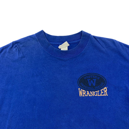 [Used] Wrangler | Wrangler 90s cowboy rodeo double-sided 2-sided print short-sleeved T-shirt blue size: L [Kakogawa Logistics] 