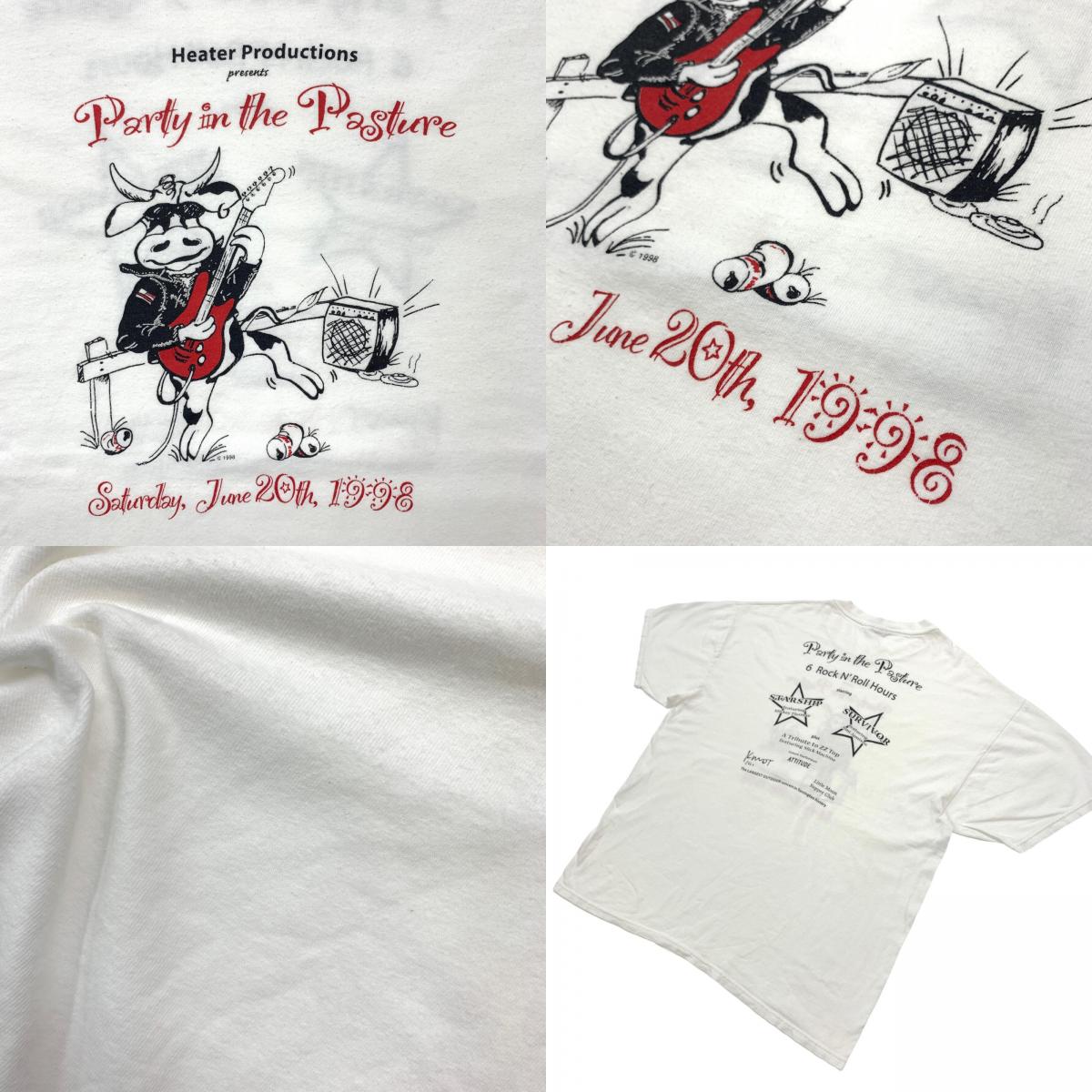 【中古】Hanes | ヘインズ 90年代 Heater Productions 両面 2面 半袖Ｔシャツ ホワイト サイズ：XL【加古川物流】