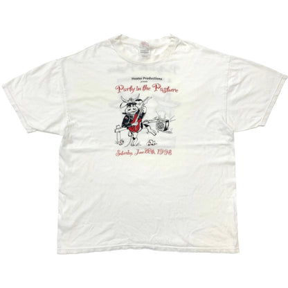 [Used] Hanes | 90s Heater Productions double-sided short-sleeved T-shirt in white, size XL [Kakogawa Logistics] 
