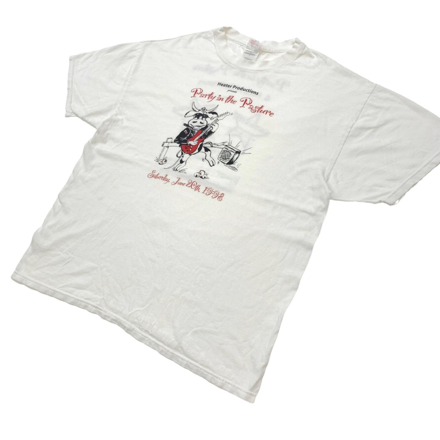 【中古】Hanes | ヘインズ 90年代 Heater Productions 両面 2面 半袖Ｔシャツ ホワイト サイズ：XL【加古川物流】