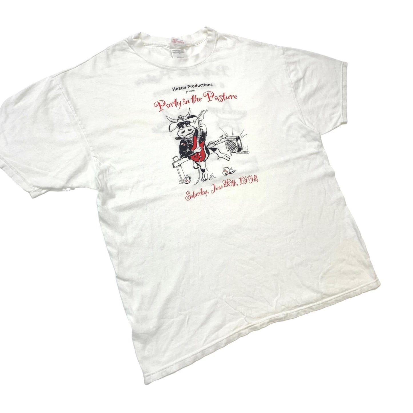 【中古】Hanes | ヘインズ 90年代 Heater Productions 両面 2面 半袖Ｔシャツ ホワイト サイズ：XL【加古川物流】