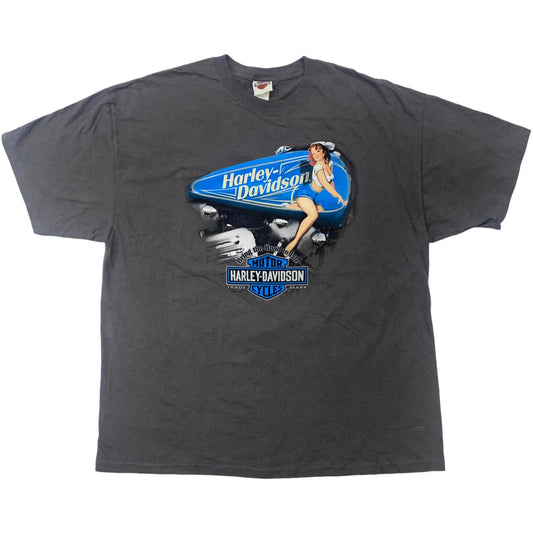 【中古】HARLEY-DAVIDSON | ハーレーダビットソン ピンナップガール DALE'S MOUNT VERNON ナックルヘッド 両面プリント 半袖Ｔシャツ グレー【加古川物流】