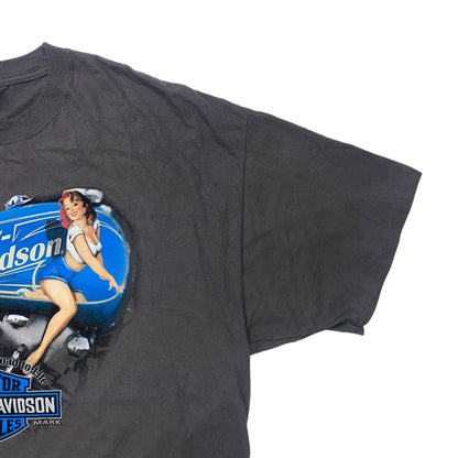 【中古】HARLEY-DAVIDSON | ハーレーダビットソン ピンナップガール DALE'S MOUNT VERNON ナックルヘッド 両面プリント 半袖Ｔシャツ グレー【加古川物流】