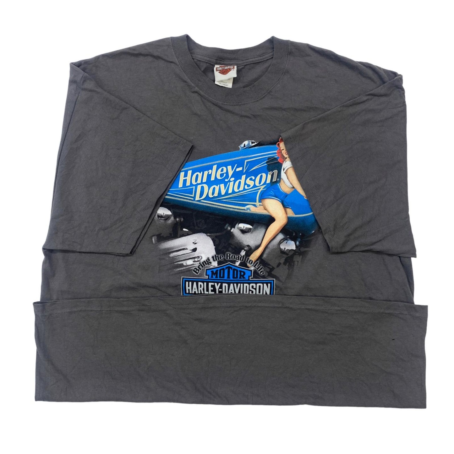 【中古】HARLEY-DAVIDSON | ハーレーダビットソン ピンナップガール DALE'S MOUNT VERNON ナックルヘッド 両面プリント 半袖Ｔシャツ グレー【加古川物流】