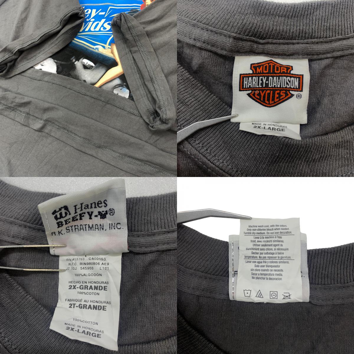 【中古】HARLEY-DAVIDSON | ハーレーダビットソン ピンナップガール DALE'S MOUNT VERNON ナックルヘッド 両面プリント 半袖Ｔシャツ グレー【加古川物流】