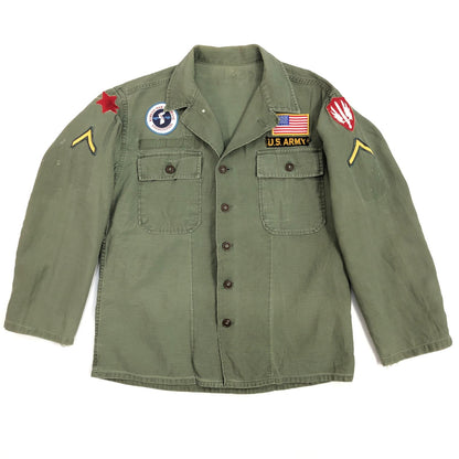 [Used] US ARMY Cotton Sateen, OG 107 1st Long Sleeve Shirt, Olive [Kakogawa Logistics] 