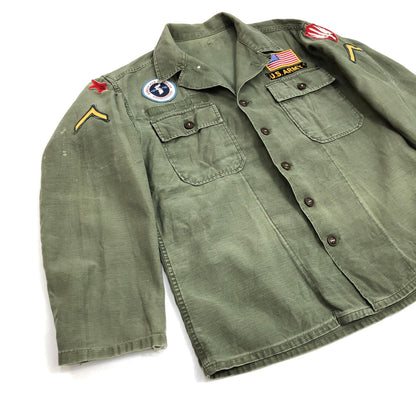 [Used] US ARMY Cotton Sateen, OG 107 1st Long Sleeve Shirt, Olive [Kakogawa Logistics] 