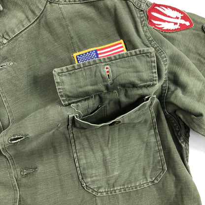 [Used] US ARMY Cotton Sateen, OG 107 1st Long Sleeve Shirt, Olive [Kakogawa Logistics] 