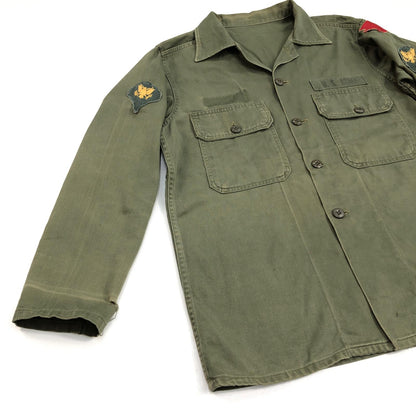 [Used] US ARMY Cotton Sateen, OG 107 3rd US Army Long Sleeve Shirt Olive [Kakogawa Logistics] 