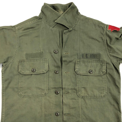 [Used] US ARMY Cotton Sateen, OG 107 3rd US Army Long Sleeve Shirt Olive [Kakogawa Logistics] 