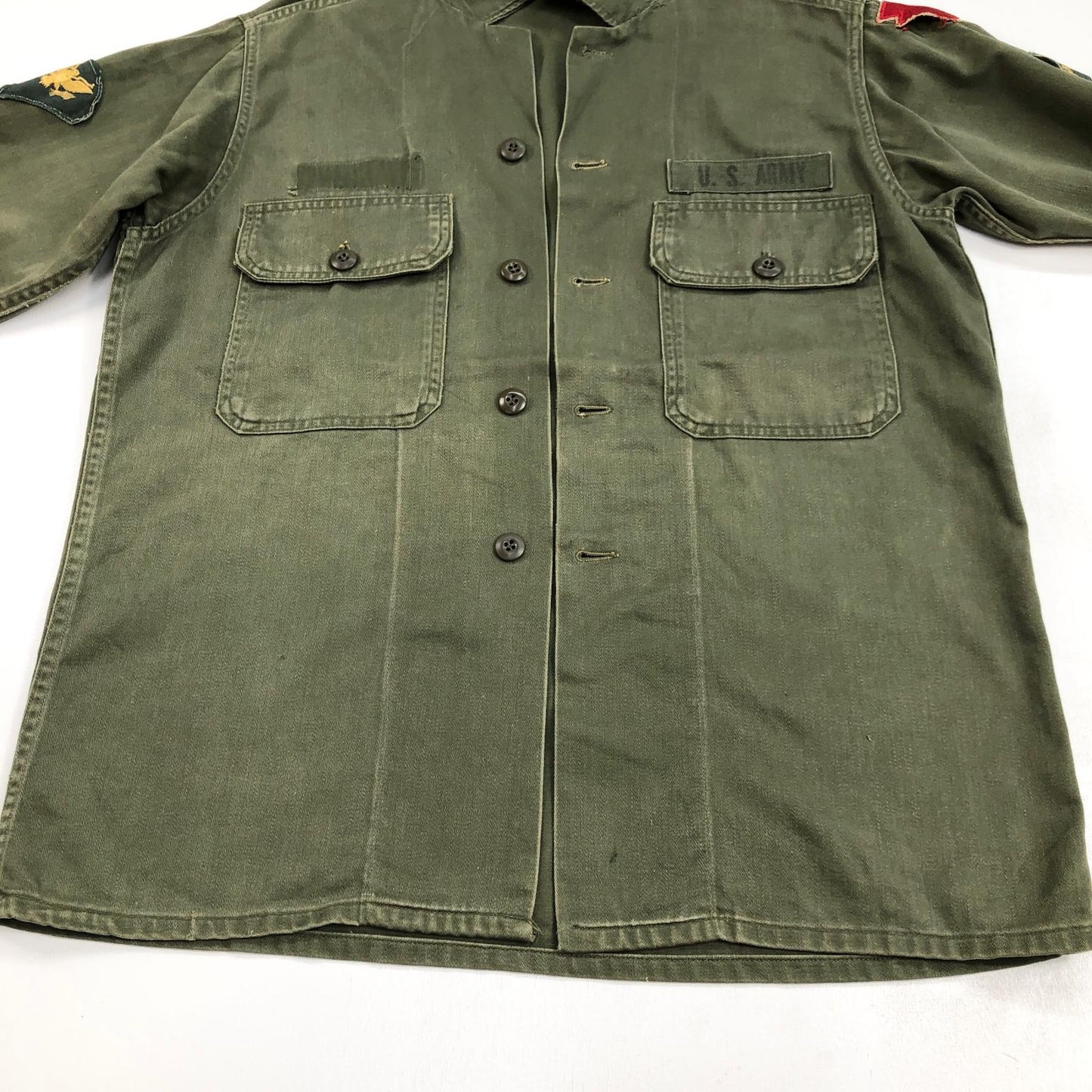 【中古】 US ARMY Cotton Sateen, OG 107 筒袖 3rd　アメリカ軍 長袖シャツ オリーブ【加古川物流】