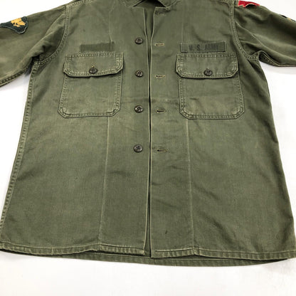 [Used] US ARMY Cotton Sateen, OG 107 3rd US Army Long Sleeve Shirt Olive [Kakogawa Logistics] 