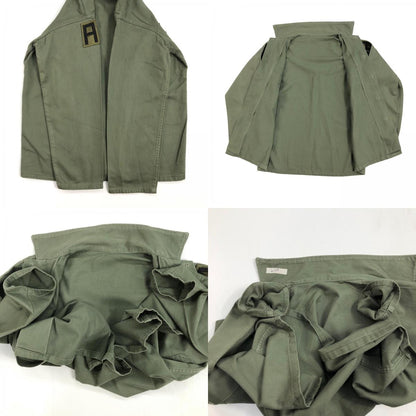 【中古】 60年代 US ARMY OG-107 コットン サテン ユーティリティ　筒袖 長袖シャツ OG-107 オリーブ【加古川物流】