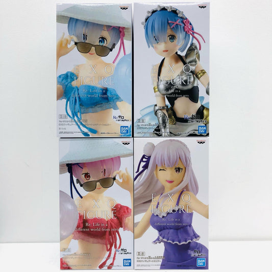【中古】 「Re：ゼロから始める異世界生活」 フィギュア レム ラム エミリア EXQ 4体セット【フィギュア】【加古川物流】