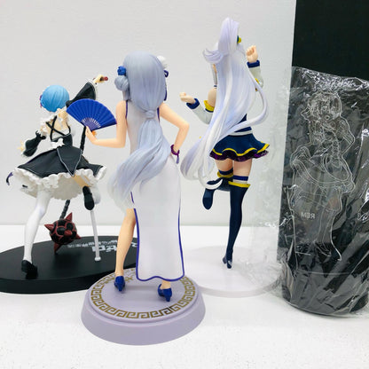 【中古】 ゼロから始める異世界生活 フィギュア レム エミリア 全力造形 LPMほか 4点【フィギュア】【加古川物流】