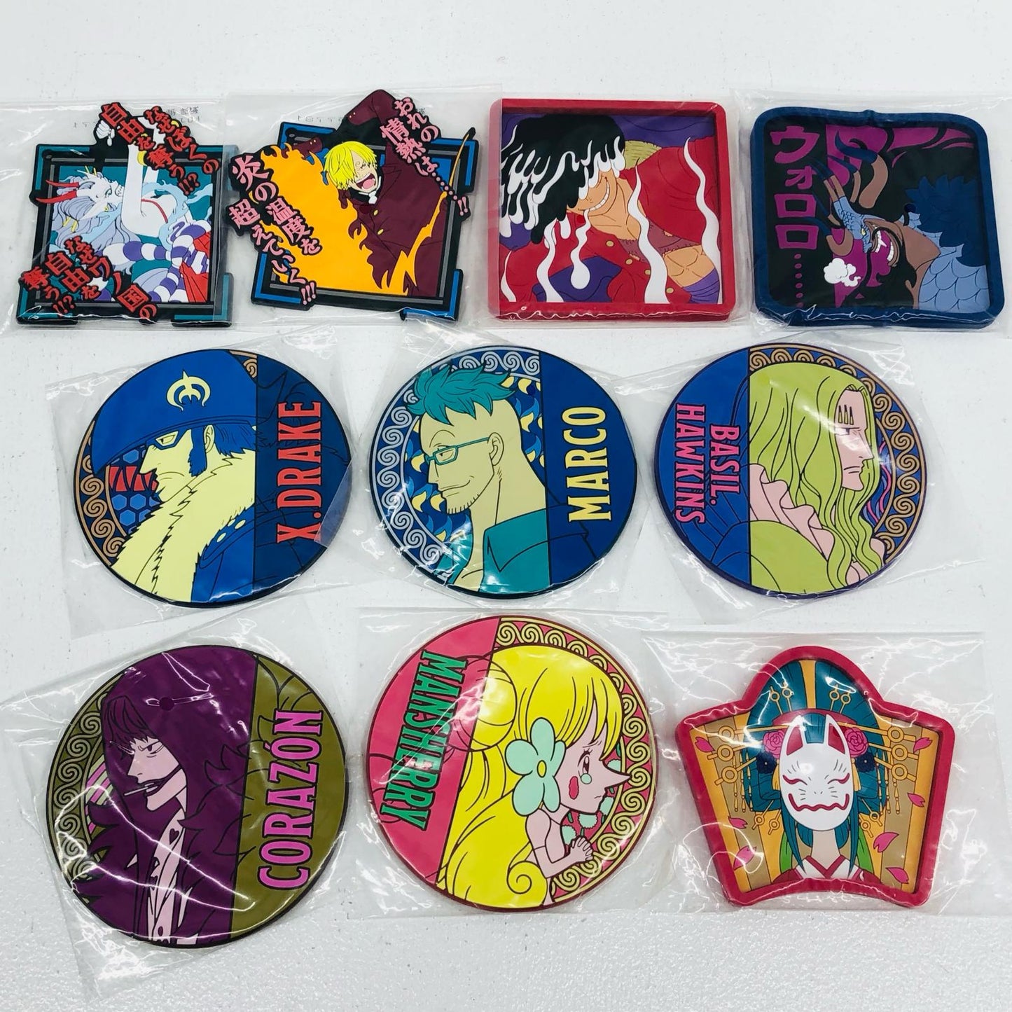 【中古】 「ワンピース」ラバーコースター その他ホビー ルフィ サンジ 大和 ほか 一番くじ 9点まとめ【加古川物流】
