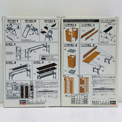 【中古】 プラモデル 1/12 公園のベンチとゴミ箱 部室の机と椅子 可動フィギュア用アクセサリー 2点セット【加古川物流】