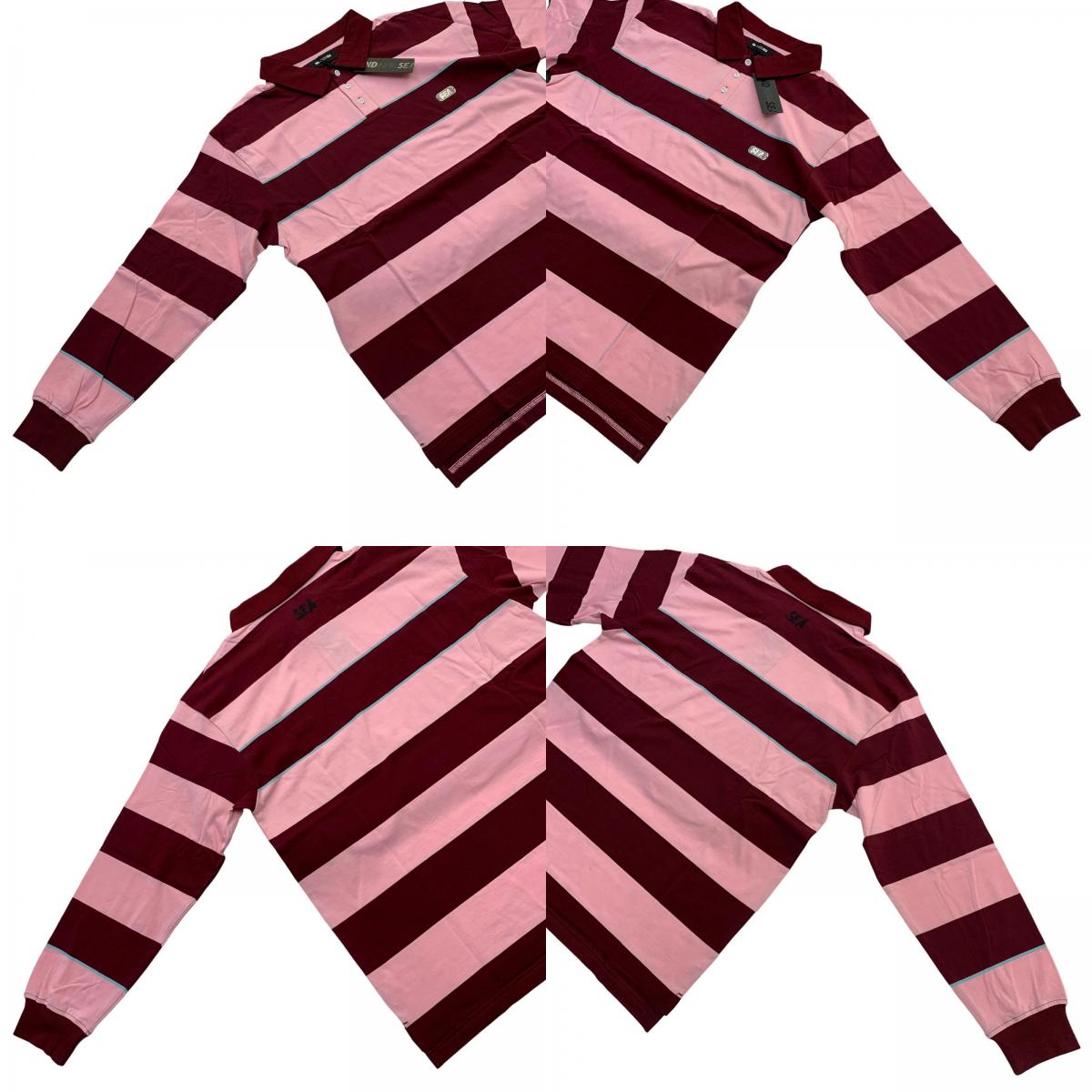 WIND AND SEA | ウィンダンシーウインダンシー Border Rugger Shirt ポロシャツ WDS-O-GRP-24-Q4-CS-04 ボルドー/バーガンディー サイズ：XL【瀬戸大橋店】