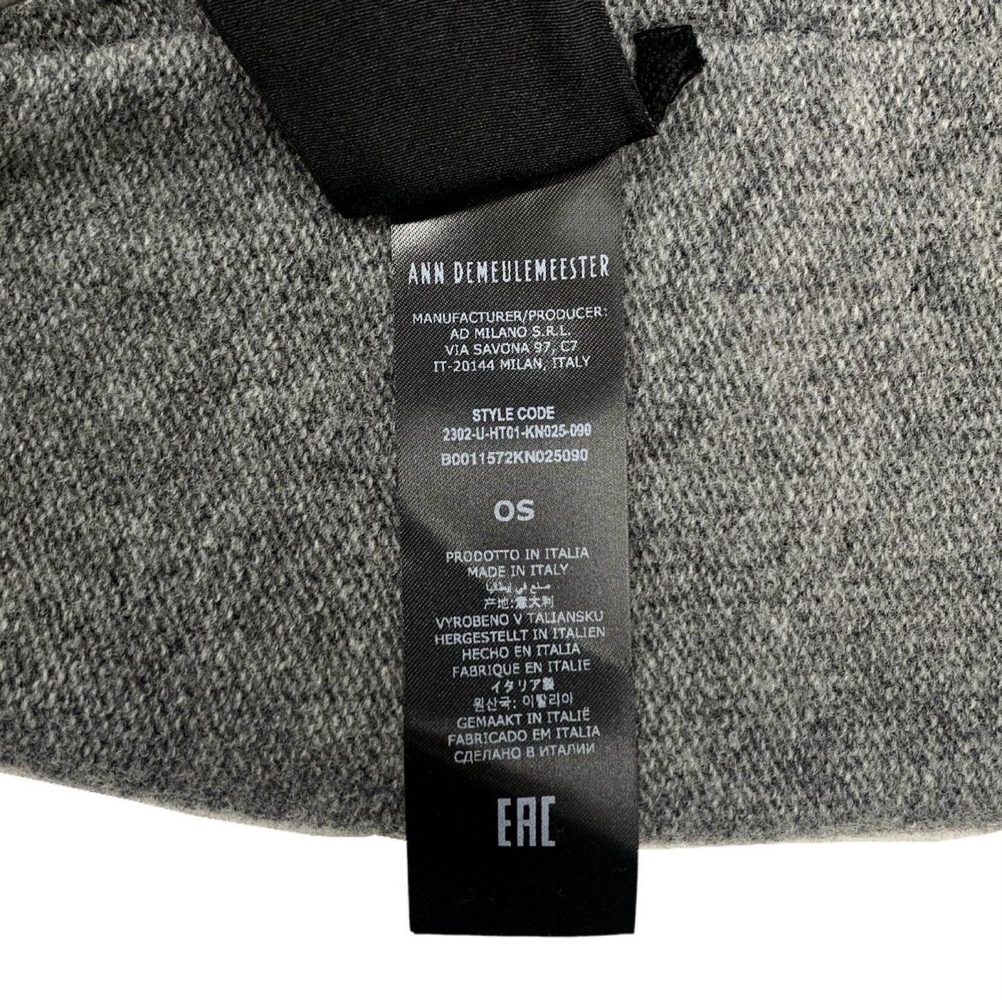 Ann Demeulemeester WILMAR BEANIE WOOL CASHMERE KNIT Gray Knit Cap