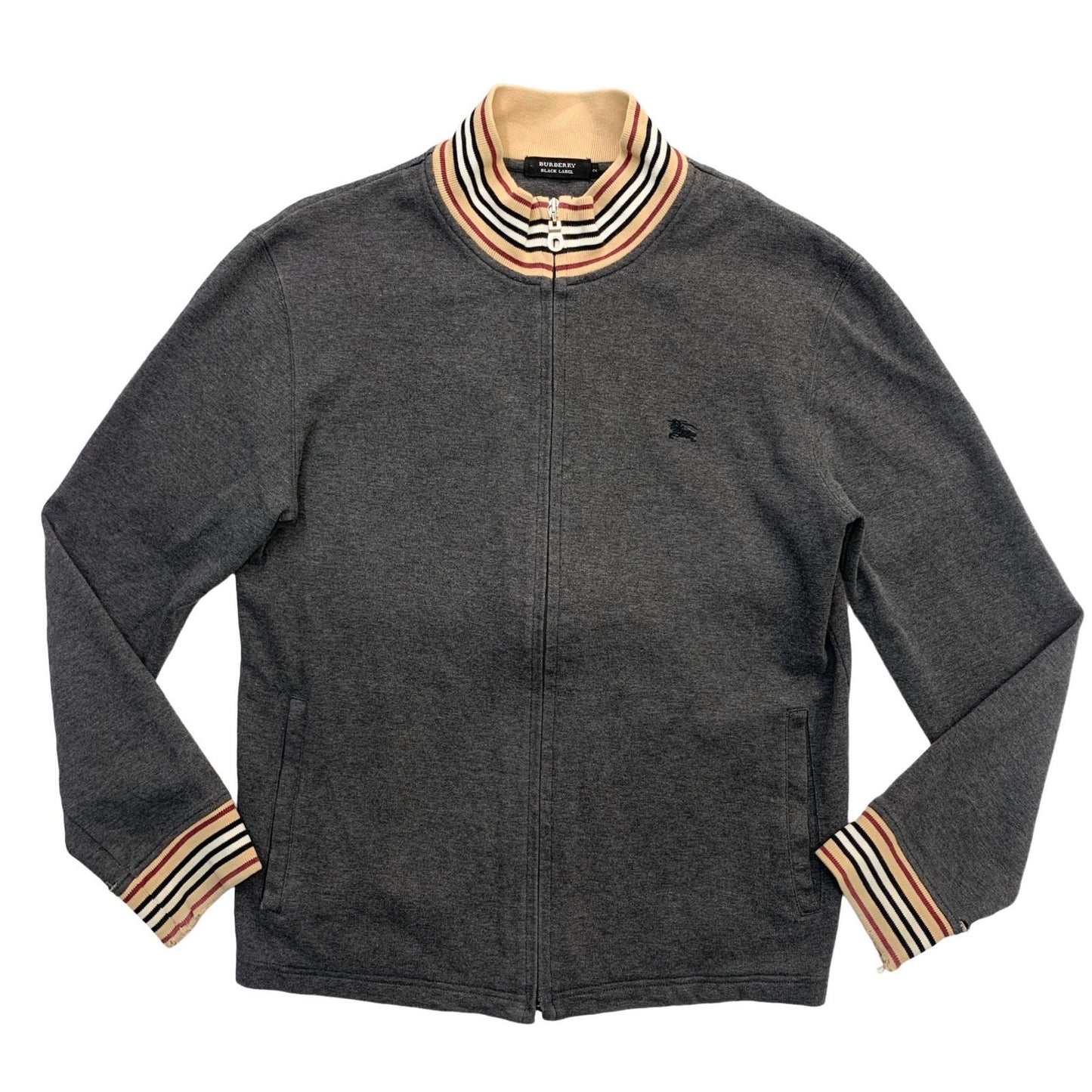 BURBERRY BLACK LABEL | バーバリーブラックレーベル :Horse Logo Embroidered Track Jacket ジャージ グレー【瀬戸大橋店】