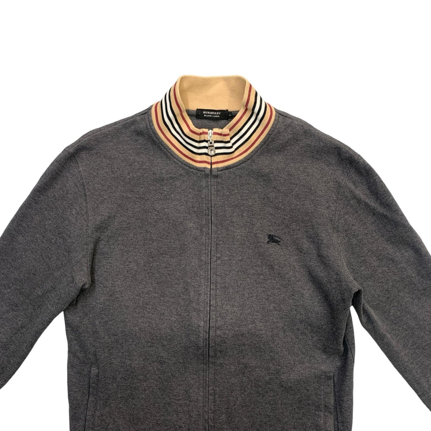 BURBERRY BLACK LABEL | バーバリーブラックレーベル :Horse Logo Embroidered Track Jacket ジャージ グレー【瀬戸大橋店】
