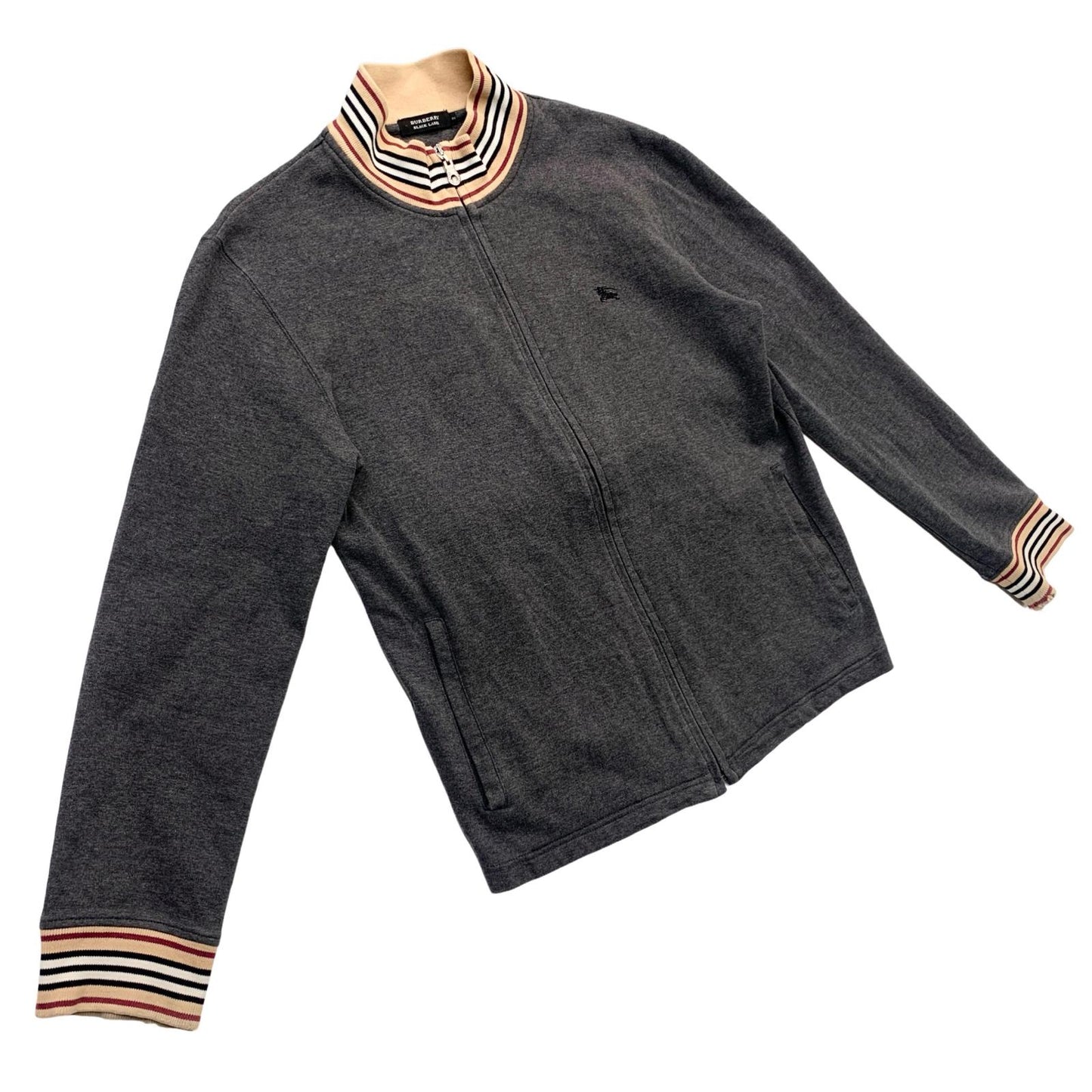 BURBERRY BLACK LABEL | バーバリーブラックレーベル :Horse Logo Embroidered Track Jacket ジャージ グレー【瀬戸大橋店】