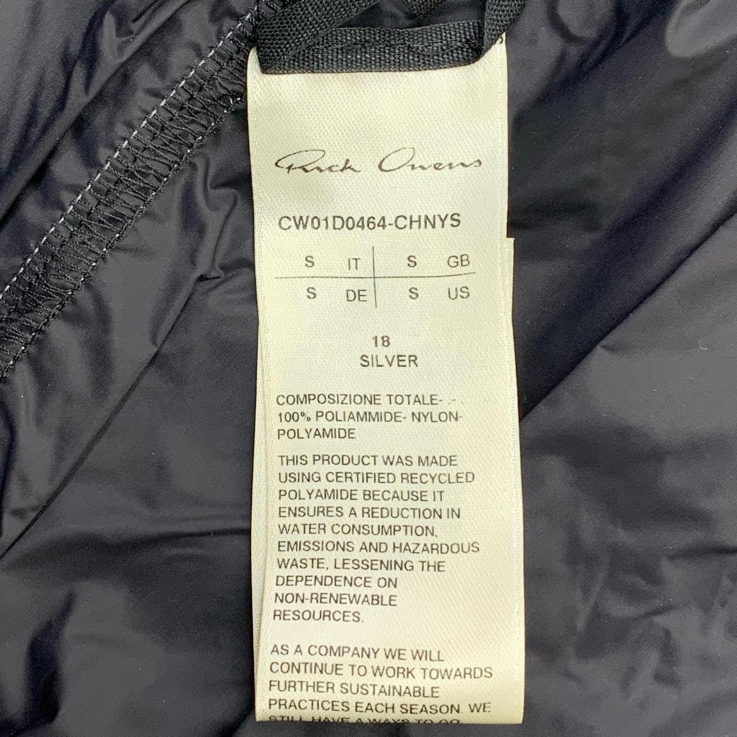 Rick Owens | Rick Owens Rick Owens Champion Jumbo Jason's S HOODIE Nylon Jacket Silver Size: M