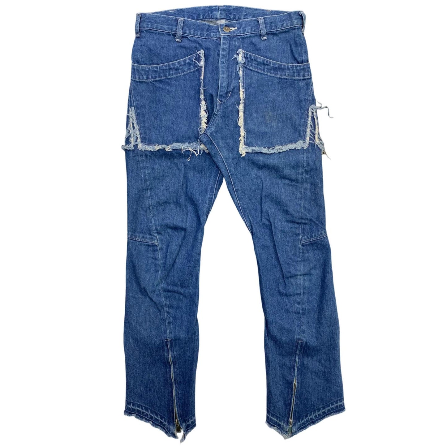 SALVAM | Salvam Hem Front Zip Spiral Crash Denim Pants Denim Pants SH-P13-800 Blue Size: S