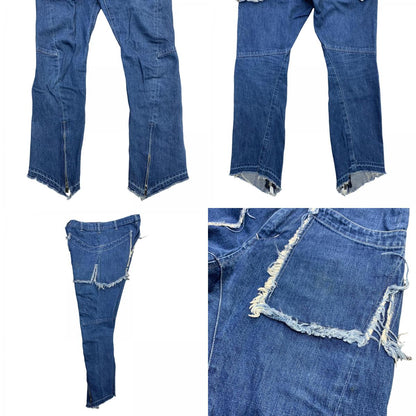 SALVAM | Salvam Hem Front Zip Spiral Crash Denim Pants Denim Pants SH-P13-800 Blue Size: S