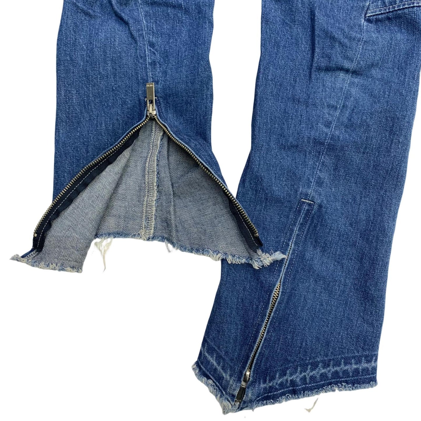 SALVAM | Salvam Hem Front Zip Spiral Crash Denim Pants Denim Pants SH-P13-800 Blue Size: S