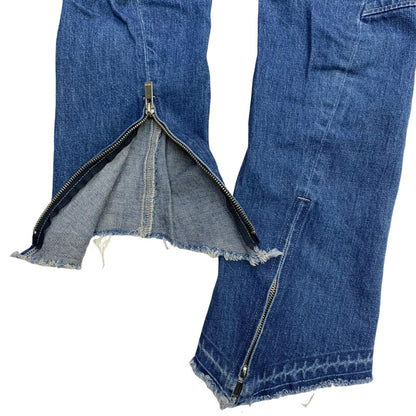 SALVAM | Salvam Hem Front Zip Spiral Crash Denim Pants Denim Pants SH-P13-800 Blue Size: S