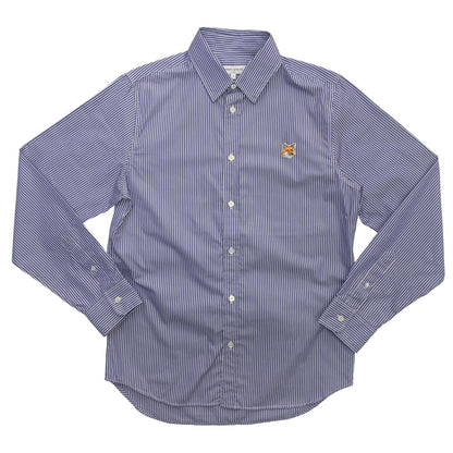 MAISON KITSUNE | メゾンキツネ フォックスヘッド クラシック ストライプ シャツ 長袖シャツ ブルー サイズ：39