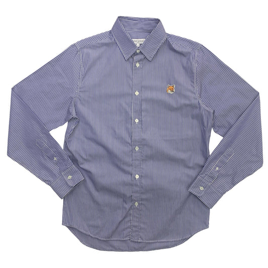 MAISON KITSUNE | メゾンキツネ フォックスヘッド クラシック ストライプ シャツ 長袖シャツ ブルー サイズ：39