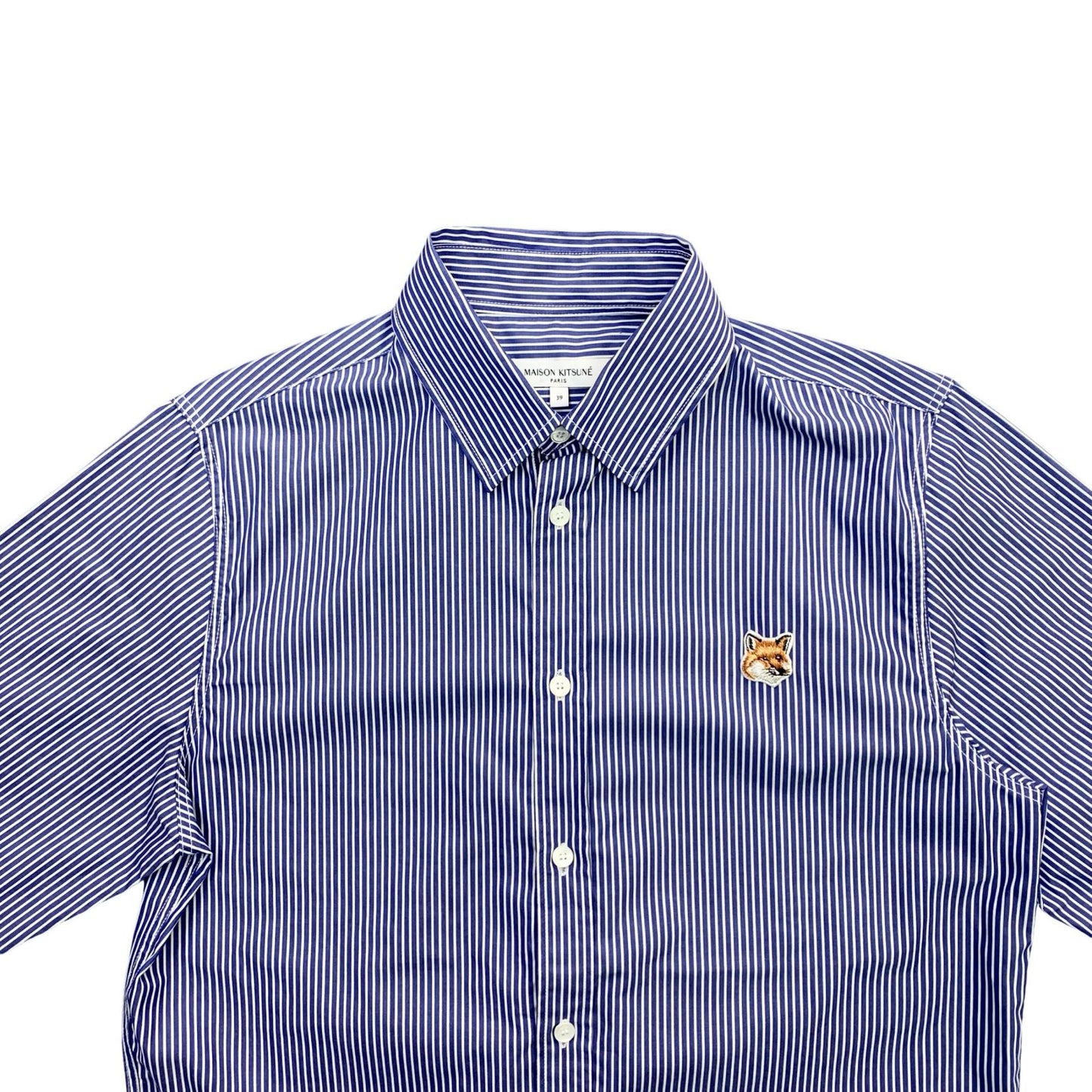 MAISON KITSUNE | メゾンキツネ フォックスヘッド クラシック ストライプ シャツ 長袖シャツ ブルー サイズ：39
