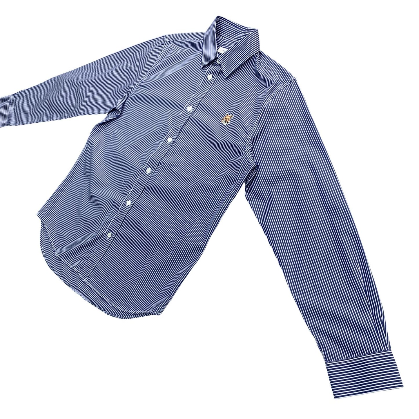 MAISON KITSUNE | メゾンキツネ フォックスヘッド クラシック ストライプ シャツ 長袖シャツ ブルー サイズ：39