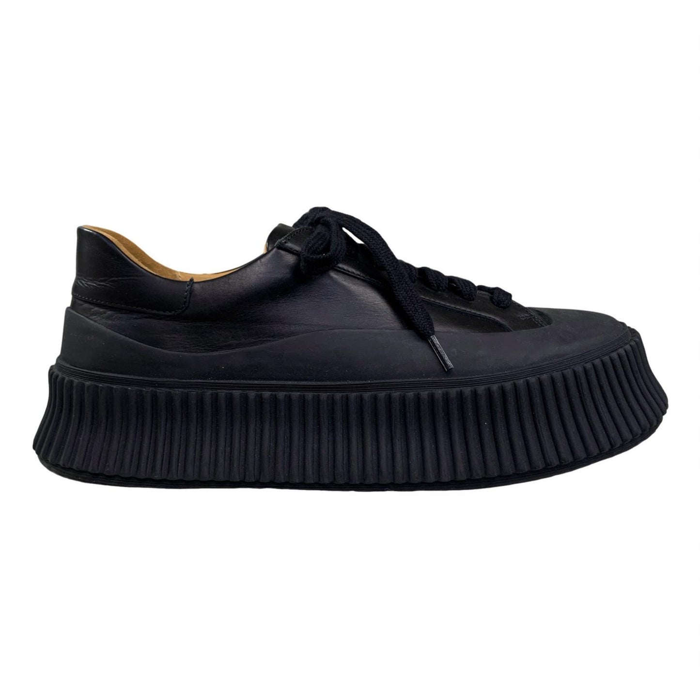 JIL SANDER | Jill Sander Leather Platform Sneakers Black 23cm