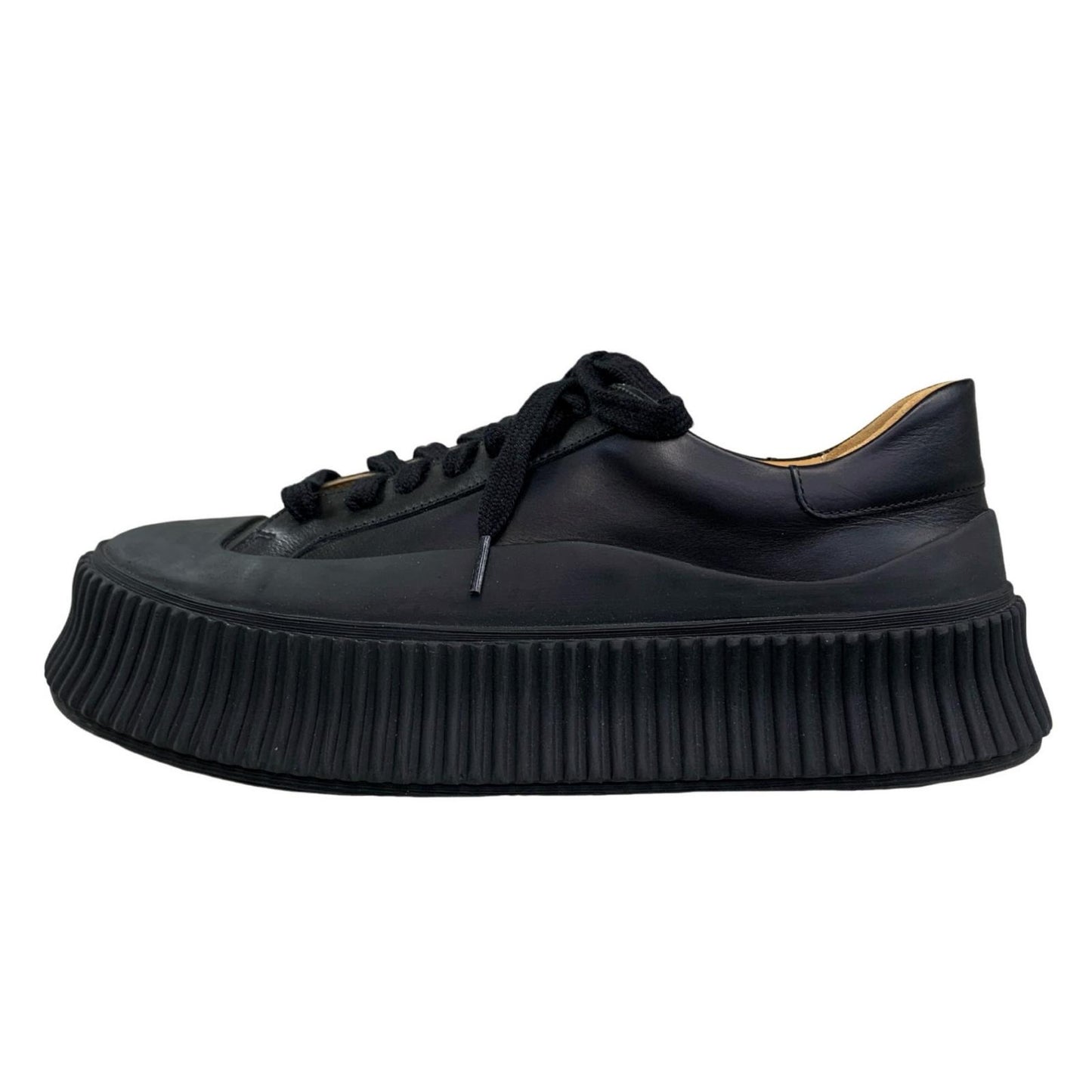 JIL SANDER | Jill Sander Leather Platform Sneakers Black 23cm