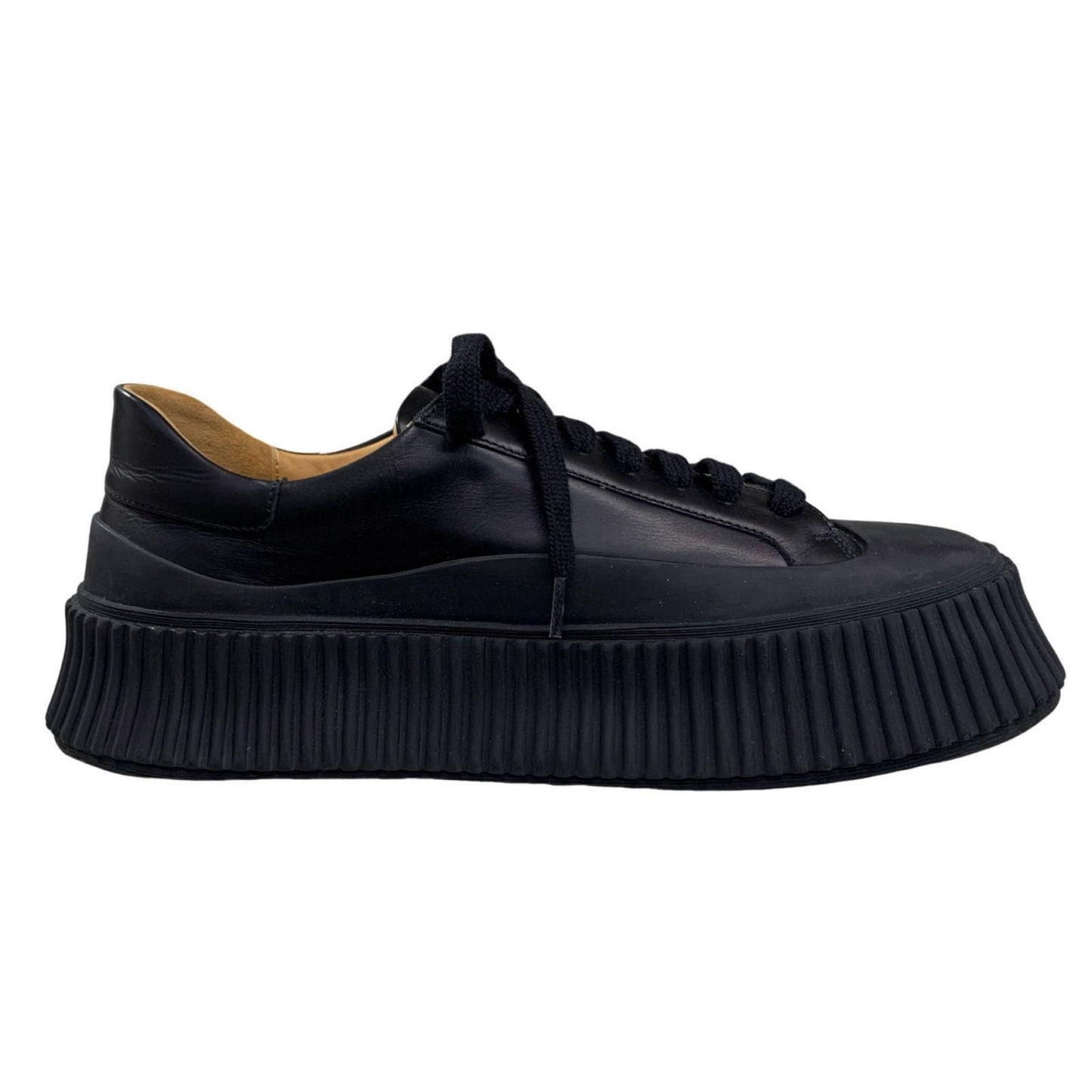 JIL SANDER | Jill Sander Leather Platform Sneakers Black 23cm
