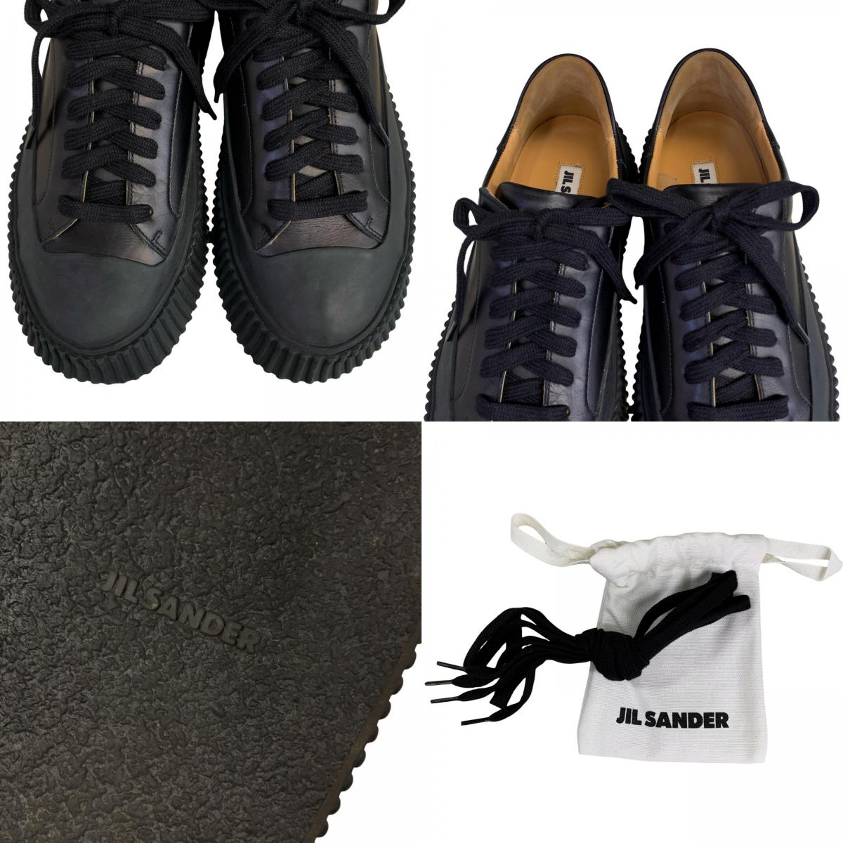 JIL SANDER | Jill Sander Leather Platform Sneakers Black 23cm