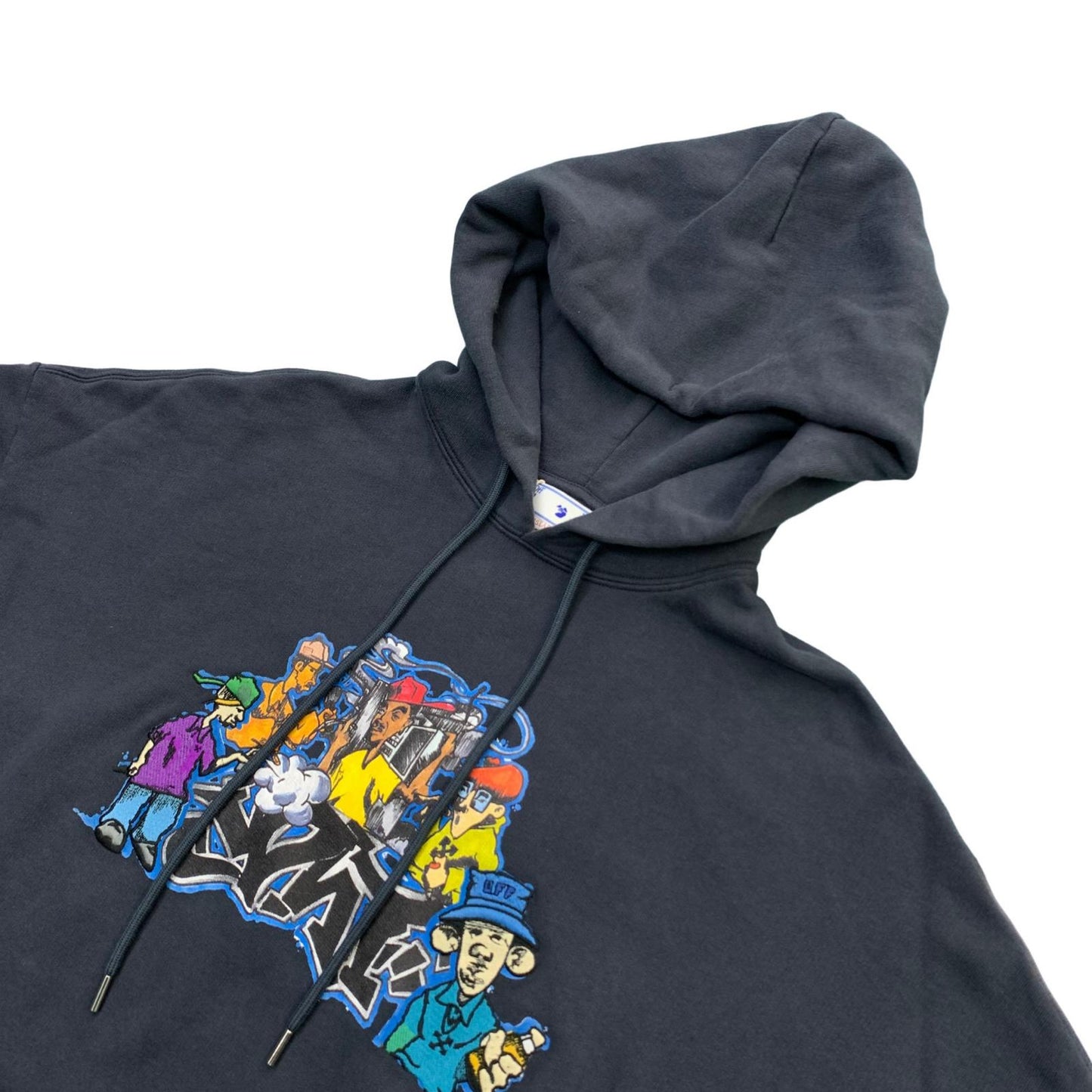 OFF-WHITE | オフホワイト Graffiti-Print Cotton Hoodie パーカー ネイビー サイズ：XXS