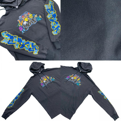 OFF-WHITE | オフホワイト Graffiti-Print Cotton Hoodie パーカー ネイビー サイズ：XXS