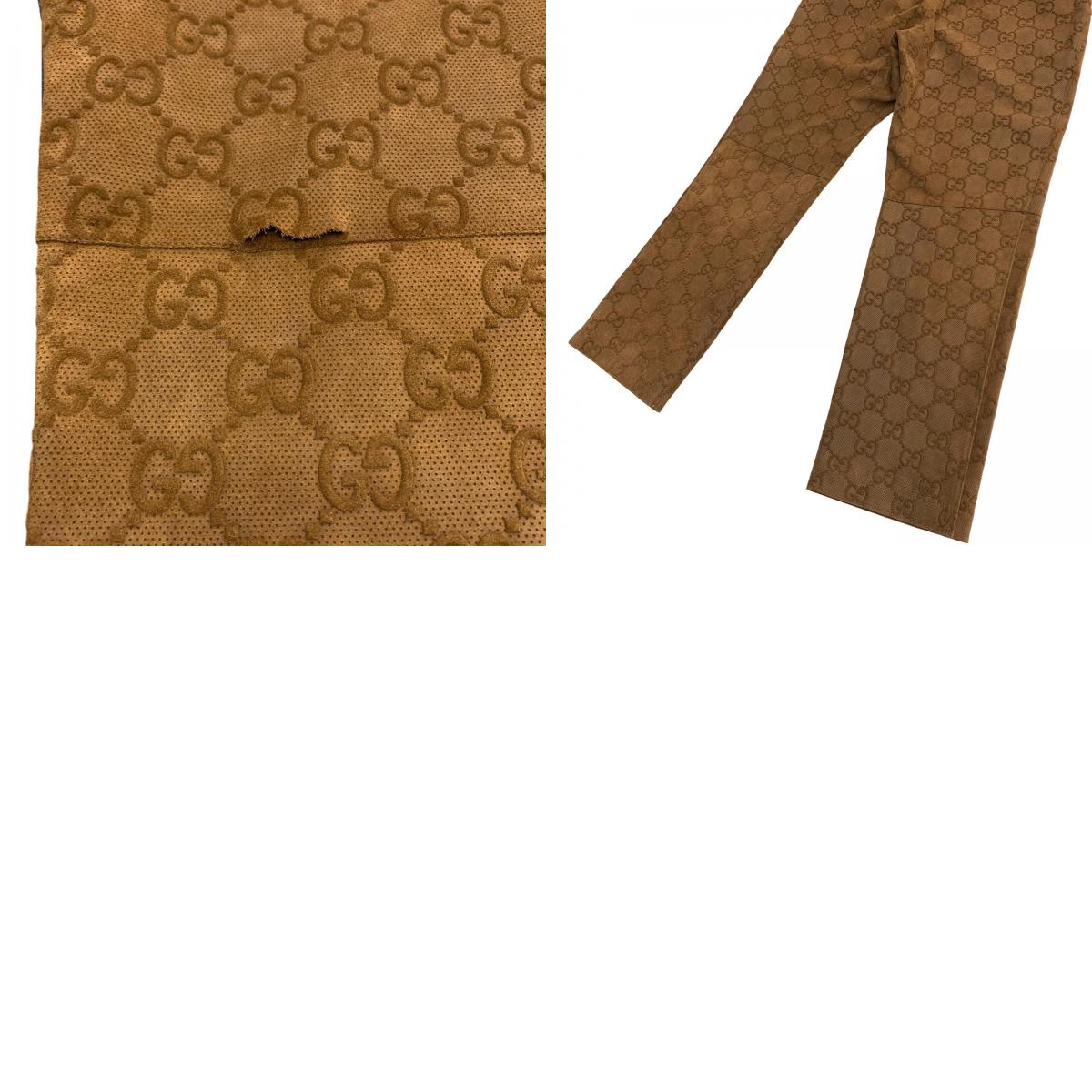 GUCCI | グッチ TENNIS PRINTED SUEDE パンツ レザーパンツ サイズ：48