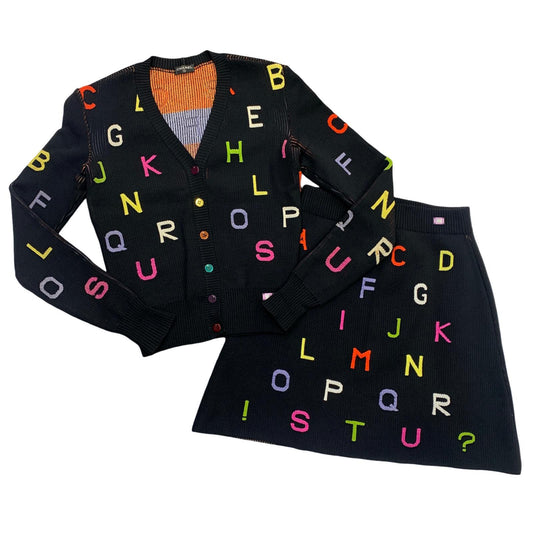 CHANEL | シャネル アルファベット カーディガン&スカート セットアップ ブラック サイズ：36